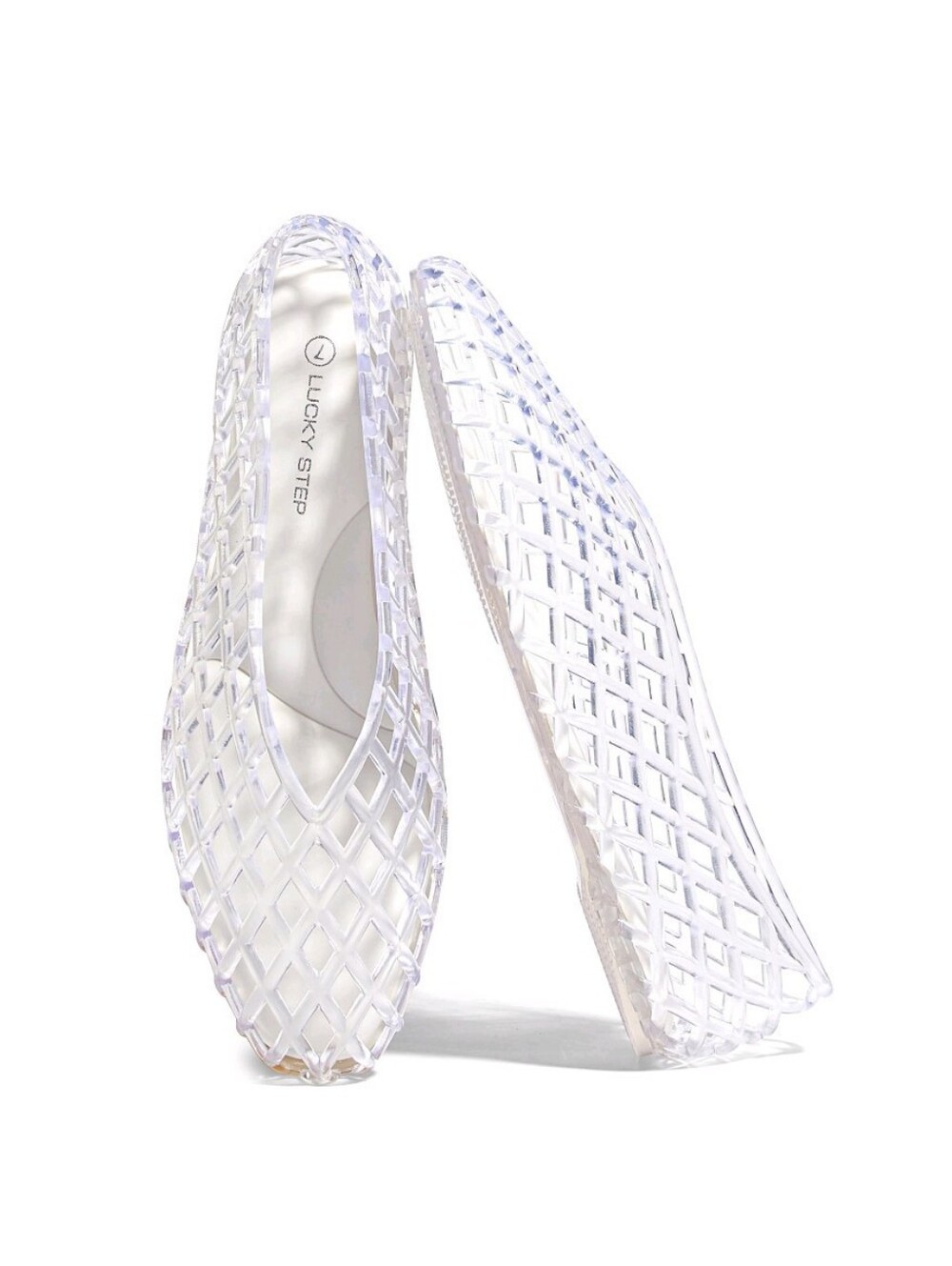 LUCKY STEP Jelly Ballet Flats Mesh Casual Clear Minimalist Women's Size 9